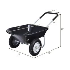 Costway 2 Tire Wheelbarrow Cart Heavy-duty Dolly Utility Cart Black