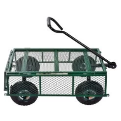 Juggernaut Carts GW3418-GR Heavy Duty Steel Frame 400 Pound Load Capacity Outdoor Utility Garden Wagon With Pneumatic Tires, Green Finish