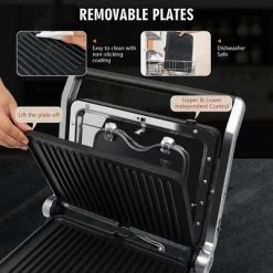 Costway Electric Panini Press Grill 1200W Sandwich Maker With Independent Temperature Control & Removable Drip Tray -Quality Garden Outdoor Store GUEST 00f8735c 8b3c 4677 b1dd 6389379e9081