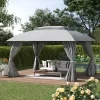 Outsunny 13' X 10' Patio Gazebo Outdoor Canopy Shelter With Sidewalls, Double Vented Roof, Steel Frame For Garden, Lawn, Backyard And Deck