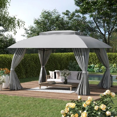 Outsunny 13' X 10' Patio Gazebo Outdoor Canopy Shelter With Sidewalls, Double Vented Roof, Steel Frame For Garden, Lawn, Backyard And Deck 1 Outsunny 13' X 10' Patio Gazebo Outdoor Canopy Shelter With Sidewalls, Double Vented Roof, Steel Frame For Garden, Lawn, Backyard And Deck