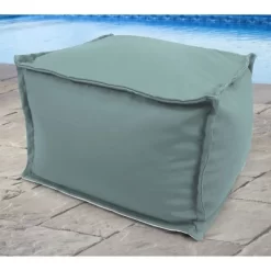 20" X 20" X 15" Outdoor Bean Filled Pouf/Ottoman In Sunbrella Cast Mist - Jordan Manufacturing