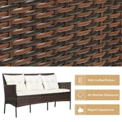 Tangkula 3 PCS Patio Furniture Set Outdoor All Weather Wicker Conversation Set W/Cushioned Ottoman & Side Table 19 Tangkula 3 PCS Patio Furniture Set Outdoor All Weather Wicker Conversation Set W/Cushioned Ottoman & Side Table -Quality Garden Outdoor Store GUEST 0227cc86 8d01 4f35 a235 d4fc33b5c375