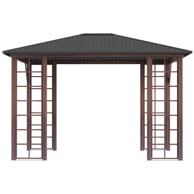 Outsunny 10' X 12' Hardtop Gazebo, Metal Roof Gazebo Canopy With Wood Grain Metal Frame For Garden, Patio, Backyard, Deck, Porch 3 Outsunny 10' X 12' Hardtop Gazebo, Metal Roof Gazebo Canopy With Wood Grain Metal Frame For Garden, Patio, Backyard, Deck, Porch - Image 3