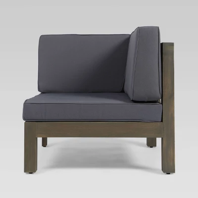 Brava 2pc Acacia Modular Loveseat - Gray/Dark Gray - Christopher Knight Home 2 Brava 2pc Acacia Modular Loveseat - Gray/Dark Gray - Christopher Knight Home - Image 2