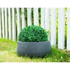 Rosemead Home & Garden, Inc. 16" Wide Kante Lightweight Concrete Outdoor Bowl Planter Pot Charcoal Black -Quality Garden Outdoor Store GUEST 029099b7 b44a 4340 926e d665560a60ef