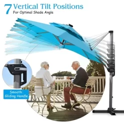 Costway 10ft Solar LED Patio Umbrella 360Degree Rotation W/USB Turquoise -Quality Garden Outdoor Store GUEST 02d0c627 6258 44d1 922b d1616b0069d9