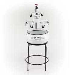 36" Buckets With Faucet Tabletop Fountain White - Alpine Corporation