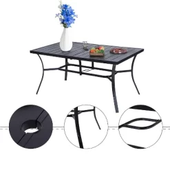 7pc Patio Dining Set With Rectangle Table With 2.6" Umbrella Hole & 360 Swivel Cushioned Arm Chairs - Captiva Designs 9 7pc Patio Dining Set With Rectangle Table With 2.6" Umbrella Hole & 360 Swivel Cushioned Arm Chairs - Captiva Designs -Quality Garden Outdoor Store GUEST 0393e720 3afc 407a bedd 6f7f87c8ec3b