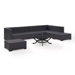 Biscayne 6pc Outdoor Wicker Sectional Set With Fire Pit - Crosley -Quality Garden Outdoor Store GUEST 046f9b9c c3f2 46f1 8d36 1b093afa746a