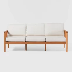 Saracina Home Modern Boho Eucalyptus Outdoor Spindle Sofa With Cushions -Quality Garden Outdoor Store GUEST 04e5029d eb50 4f5b 8d95 13142d3bda9f