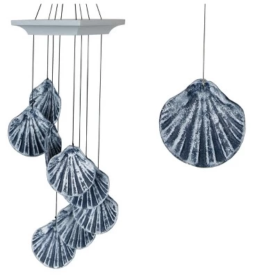 Woodstock Wind Chimes Signature Collection, Woodstock Seashore Spiral, Scallop 18'' Blue Wind Chime SSSC 2 Woodstock Wind Chimes Signature Collection, Woodstock Seashore Spiral, Scallop 18'' Blue Wind Chime SSSC - Image 2