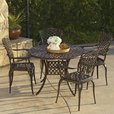 Kinger Home Arden 5-Piece Outdoor Dining Table Set With A Cast Aluminum Frame, Bronze 1 Kinger Home Arden 5-Piece Outdoor Dining Table Set With A Cast Aluminum Frame, Bronze