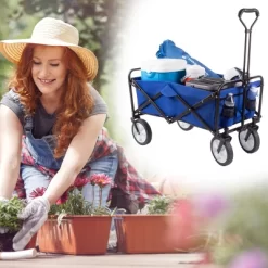 Nature Spring Collapsible Utility Wagon For Camping, Gardening, Landscaping, And Shopping - 34.5" X 20", Blue -Quality Garden Outdoor Store GUEST 05945b8c edca 4020 b285 3bb31f1af60c