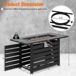 Costway 42'' Rectangular Propane Fire Pit Table 50,000 BTU W/ Lava Rocks & PVC Cover -Quality Garden Outdoor Store GUEST 05981b97 d267 4c09 b61c b26f6d9e748c
