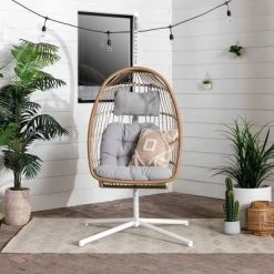 Toluca Hanging Outdoor Boho Egg Chair With Cushion - Saracina Home -Quality Garden Outdoor Store GUEST 05e77d11 5bc0 4aed 8be6 80ea07404972