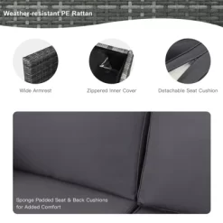 Tangkula 9 PCS Rattan Dinning Set Wicker Sofa W/Propane Gas Fire Pit 60,000 Btu Heater -Quality Garden Outdoor Store GUEST 060e81d4 2c24 4b41 bf4f 46c96265b214