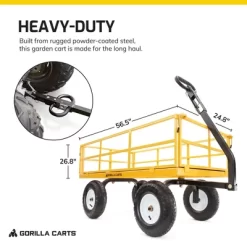 Gorilla Carts 1200lbs. Capacity Industrial Steel Utility Wagon With Removable Sides And 2 In 1 Handle For Towing - Yellow (GOR1201B) 7 Gorilla Carts 1200lbs. Capacity Industrial Steel Utility Wagon With Removable Sides And 2 In 1 Handle For Towing - Yellow (GOR1201B) -Quality Garden Outdoor Store GUEST 0729d63c 1101 4a4f b945 f56fba129081