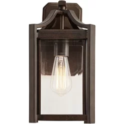 Franklin Iron Works Rockford Rustic Farmhouse Outdoor Wall Light Fixture Bronze 12 1/2" Clear Beveled Glass For Post Exterior Barn Deck House Porch -Quality Garden Outdoor Store GUEST 0777758f d544 476e baff 4dfe74819e26