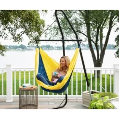 Ceara 3 Bar Hammock Swing Chair - Yellow/Blue - Sol Living
