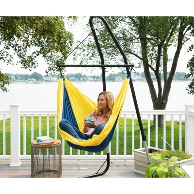 Ceara 3 Bar Hammock Swing Chair - Yellow/Blue - Sol Living 1 Ceara 3 Bar Hammock Swing Chair - Yellow/Blue - Sol Living