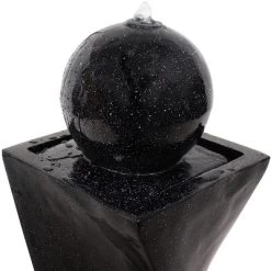 Sunnydaze Decor Sunnydaze Outdoor Polyresin Solar Powered Black Ball Water Fountain Feature With LED Light - 30" - Black -Quality Garden Outdoor Store GUEST 0971a317 7ad4 4eb8 8235 2bfb1175e0ae