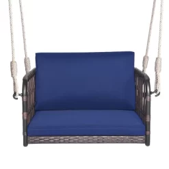 Costway Porch Swing Chair Rattan Woven Hanging Bench Seat With Cushions Hooks Balcony Navy 17 Costway Porch Swing Chair Rattan Woven Hanging Bench Seat With Cushions Hooks Balcony Navy -Quality Garden Outdoor Store GUEST 0a744694 4619 4cda 996a 98a09e049b99