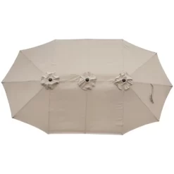 Northlight 15' Outdoor Patio Market Umbrella With Hand Crank, Beige