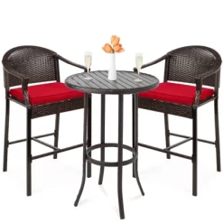 Best Choice Products 3-Piece Outdoor Wicker Bistro Bar Height Set For Patio, Garden W/ Barstools, Steel Frame -Quality Garden Outdoor Store GUEST 0b05c66e c75d 419a a7d4 71598b3619a2