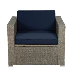 6pc Outdoor Rattan Wicker Set With Sectional, Chairs, Accent Table & Ottoman - Gray/Navy - GODEER -Quality Garden Outdoor Store GUEST 0b2cff76 9d9e 4c2a beeb 23fd6f19fea1