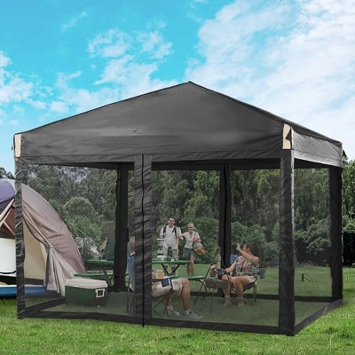 Aoodor 10' X 10' Pop Up Canopy Tent With Removable Mesh Sidewalls, Portable Instant Shade Canopy With Roller Bag 3 Aoodor 10' X 10' Pop Up Canopy Tent With Removable Mesh Sidewalls, Portable Instant Shade Canopy With Roller Bag - Image 3