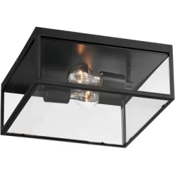 John Timberland Modern Outdoor Ceiling Light Fixture Matte Black 12" Clear Glass Panels Square Exterior House Porch Patio Outside -Quality Garden Outdoor Store GUEST 0dfc3ef8 1390 4214 a8e7 4d216d5af2fa