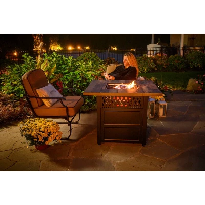 Endless Summer The Harris 38" Square LP Gas Outdoor Fire Pit With Faux Wood Mantel Brown 4 Endless Summer The Harris 38" Square LP Gas Outdoor Fire Pit With Faux Wood Mantel Brown - Image 4