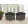 Asti Wicker Outdoor 15" Square Ottomans With Cushions - Gray - Alaterre Furniture