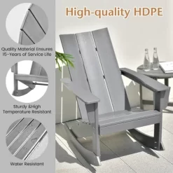 Costway Patio Adirondack Rocking Chair All Weather HDPE Porch Rocker 330lbs Grey Outdoor -Quality Garden Outdoor Store GUEST 0fdd3095 e344 43c3 9537 c187bfcd345e