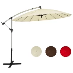 Tangkula 10 FT Patio Offset Hanging Market Umbrella Cantilever Outdoor Umbrella W/Crank & Cross Base -Quality Garden Outdoor Store GUEST 0fe99c8d cb24 4900 9097 1d60c330becf
