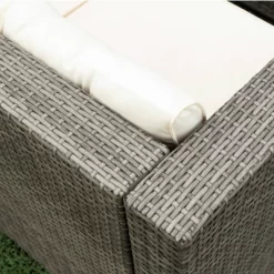 4pc Wicker Patio Sectional Seating Set With Cushions - Gray/Beige - GODEER -Quality Garden Outdoor Store GUEST 1031d6c5 d106 4bf0 84cb f9f72548f41b