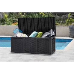 Starplast 153 Gallon Plastic Deck Box Black -Quality Garden Outdoor Store GUEST 10bc23d8 f0e6 4d39 8aef 603195af6261