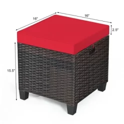 Costway 2PCS Patio Rattan Ottoman Cushioned Seat Foot Rest Coffee Table Red -Quality Garden Outdoor Store GUEST 1187a1ec 70dc 4c8b bfa0 23beac231cba