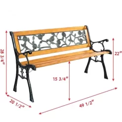 Tangkula Garden Iron Bench Porch Path Hardwood Chair For Patio Park Outdoor Deck -Quality Garden Outdoor Store GUEST 11cf3082 e40a 4a8c 885f 6f10e1ceee67