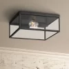 John Timberland Modern Outdoor Ceiling Light Fixture Matte Black 12" Clear Glass Panels Square Exterior House Porch Patio Outside
