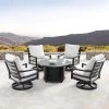 Oakland Living 5pc Swivel Rocking Aluminum Outdoor Dining Set Copper/Gray