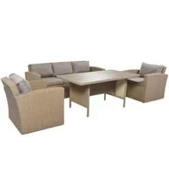4pc Outdoor Wicker Conversation Set With Cushions - Gray - GODEER -Quality Garden Outdoor Store GUEST 137b79c6 92bd 4a62 8553 8113c02c72cb
