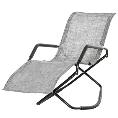 Outsunny Garden Rocking Sun Lounger Outdoor Zero-gravity Folding Reclining Rocker Lounge Chair For Sunbathing 3 Outsunny Garden Rocking Sun Lounger Outdoor Zero-gravity Folding Reclining Rocker Lounge Chair For Sunbathing - Image 3