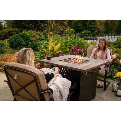 Endless Summer The Harris 38" Square LP Gas Outdoor Fire Pit With Faux Wood Mantel Brown 2 Endless Summer The Harris 38" Square LP Gas Outdoor Fire Pit With Faux Wood Mantel Brown - Image 2