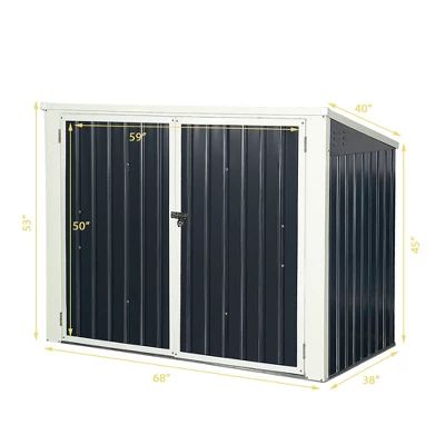 Costway 6x3FT Horizontal Storage Shed 68 Cubic Feet For Garbage Cans Tools Accessories 1 Costway 6x3FT Horizontal Storage Shed 68 Cubic Feet For Garbage Cans Tools Accessories