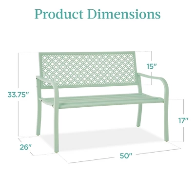 Best Choice Products Indoor Outdoor Steel Garden Bench W/ Geometric Backrest, Foot Levelers 6 Best Choice Products Indoor Outdoor Steel Garden Bench W/ Geometric Backrest, Foot Levelers - Image 6