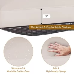 Costway 3PCS Patio Wicker Sofa Set Acacia Wood Frame With Beige &Turquoise Cushion Covers 16 Costway 3PCS Patio Wicker Sofa Set Acacia Wood Frame With Beige &Turquoise Cushion Covers -Quality Garden Outdoor Store GUEST 150134d9 6bd6 44fa 90bb edabadd4ae78