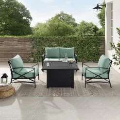 Kaplan 4pc Outdoor Conversation Set With Dante Fire Table - Mist - Crosley 19 Kaplan 4pc Outdoor Conversation Set With Dante Fire Table - Mist - Crosley -Quality Garden Outdoor Store GUEST 1529bc4c 6318 4562 a345 572025b46eab