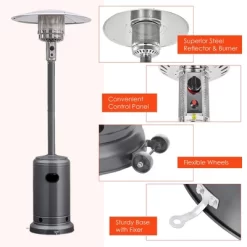 Costway 50000 BTU Propane Patio Heater Standing LP Gas Steel W/ Wheels Grey -Quality Garden Outdoor Store GUEST 155d286a 0c4d 4d05 8eed bd69be15d80b